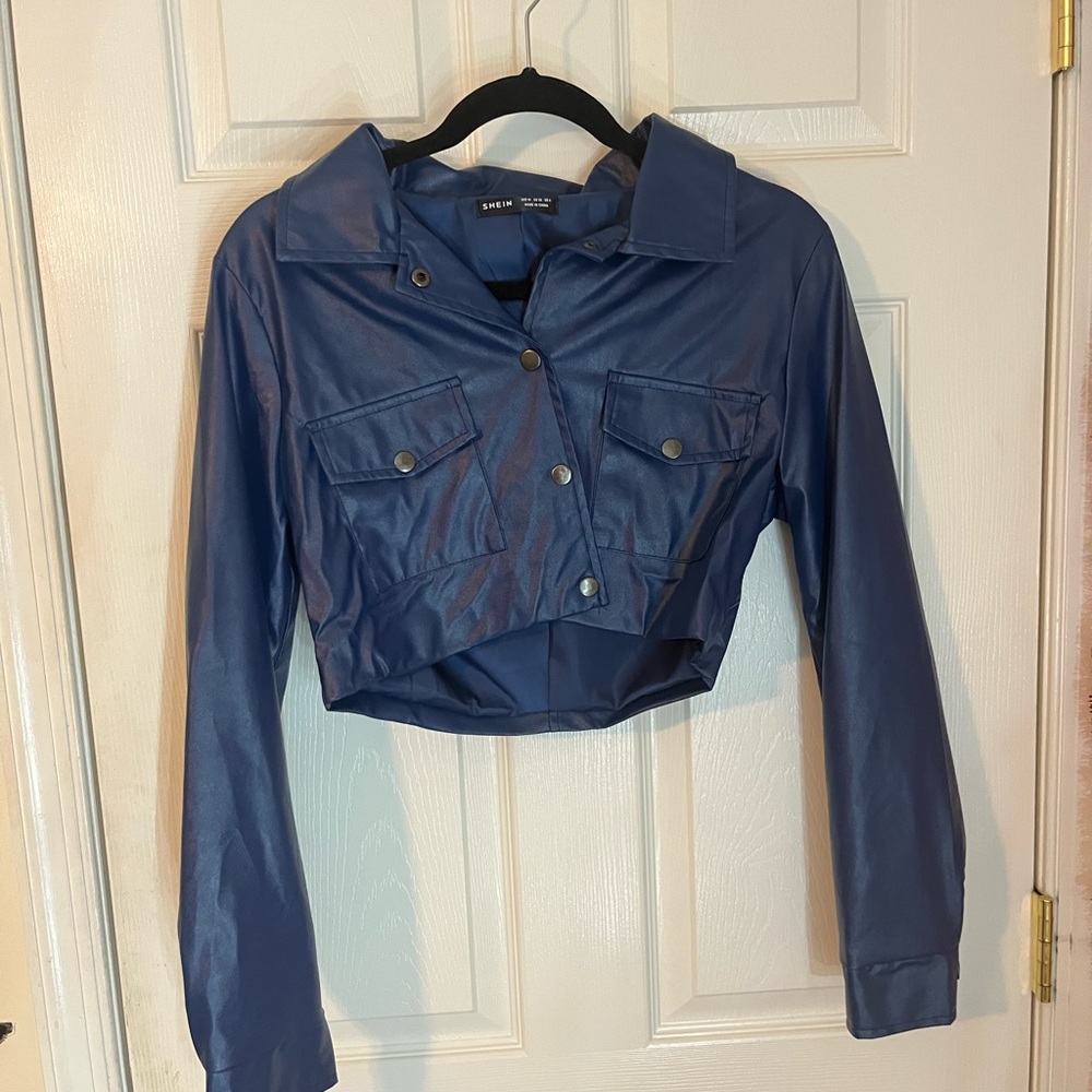 BRAND NEW SHEIN BLUE LEATHER JACKET